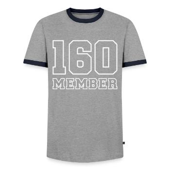 Member 160 NR. 160 - Men's Ringer Shirt - grey/navy  - Front - AI Model Female 172 light (172cm) & AI Model Male 178 light (178cm)