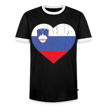 SLOVÉNIE - T-shirt contrasté Homme - noir/blanc - Devant - AI Model Female 172 light (172cm) & AI Model Male 178 light (178cm)