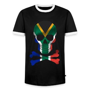 South Africa Flag - Men's Ringer Shirt - black/white - Front - AI Model Female 172 light (172cm) & AI Model Male 178 light (178cm)