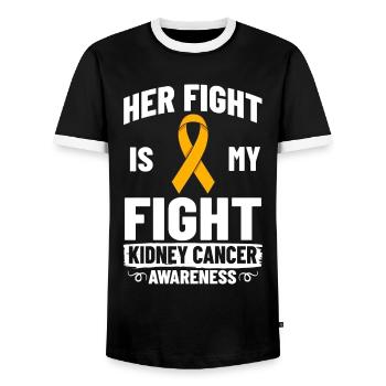 Kidney Cancer Orange Ribbon Awareness Cancer Chemo - Men's Ringer Shirt - black/white - Front - AI Model Female 172 light (172cm) & AI Model Male 178 light (178cm)
