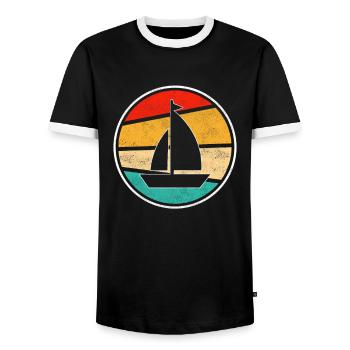 Voile Rétro - T-shirt contrasté Homme - noir/blanc - Devant - AI Model Female 172 light (172cm) & AI Model Male 178 light (178cm)