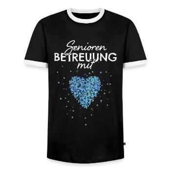 Senioren Betreuung Mit Herz Betreuerin - Männer Kontrast-T-Shirt - Schwarz/Weiß - Vorne - AI Model Female 172 light (172cm) & AI Model Male 178 light (178cm)