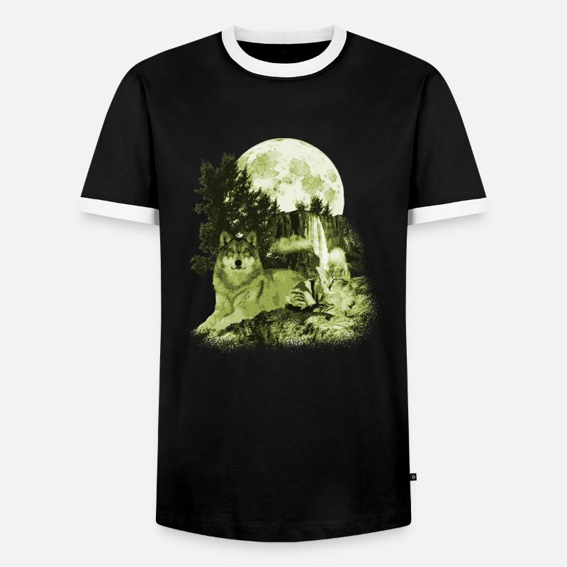 Wolf - Männer Kontrast-T-Shirt - Schwarz/Weiß
