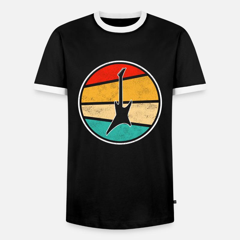 E Guitar Retro - Men's Ringer Shirt - black/white