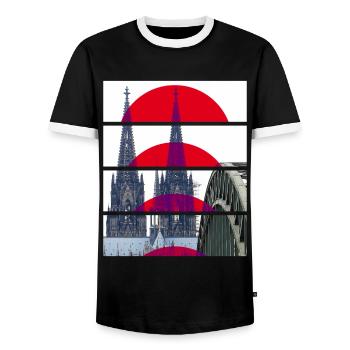 Cathédrale de Cologne Allemagne City Skyline Home Love - T-shirt contrasté Homme - noir/blanc - Devant - AI Model Female 172 light (172cm) & AI Model Male 178 light (178cm)