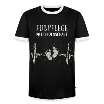 Fußpflege Fußpflegerin Podologe Pediküre - Männer Kontrast-T-Shirt - Schwarz/Weiß - Vorne - AI Model Female 172 light (172cm) & AI Model Male 178 light (178cm)