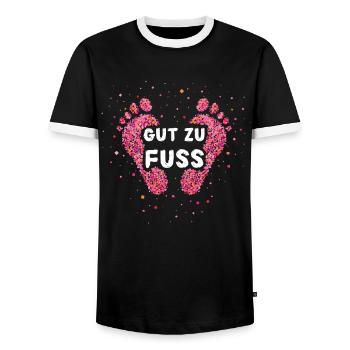 Gut Zu Fuß Fusspflegerin Fusspflege - Männer Kontrast-T-Shirt - Schwarz/Weiß - Vorne - AI Model Female 172 light (172cm) & AI Model Male 178 light (178cm)
