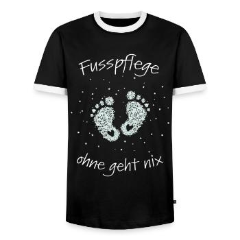 Fusspflege Podologie Nagelpflege - Männer Kontrast-T-Shirt - Schwarz/Weiß - Vorne - AI Model Female 172 light (172cm) & AI Model Male 178 light (178cm)
