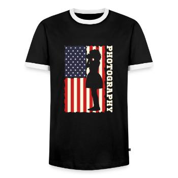 Photographe Photographe Photographie Photographie - T-shirt contrasté Homme - noir/blanc - Devant - AI Model Female 172 light (172cm) & AI Model Male 178 light (178cm)