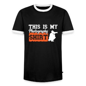 Photographe Photographe Photographie Photographie - T-shirt contrasté Homme - noir/blanc - Devant - AI Model Female 172 light (172cm) & AI Model Male 178 light (178cm)
