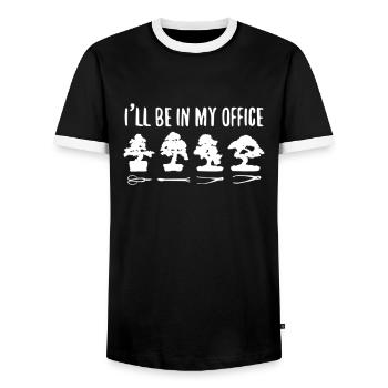 Conception de bonsaï Je serai dans mon bureau - T-shirt contrasté Homme - noir/blanc - Devant - AI Model Female 172 light (172cm) & AI Model Male 178 light (178cm)