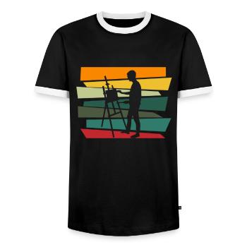 Artist Painter Canvas Art Acrylic Painting Gift - Men's Ringer Shirt - black/white - Front - AI Model Female 172 light (172cm) & AI Model Male 178 light (178cm)