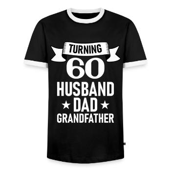 60. Geburtstag - Sechzigster 60 Jahre Alt - Männer Kontrast-T-Shirt - Schwarz/Weiß - Vorne - AI Model Female 172 light (172cm) & AI Model Male 178 light (178cm)