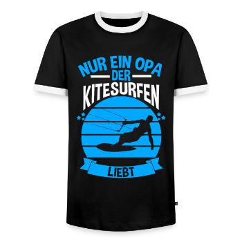Kitesurfen Opa - Männer Kontrast-T-Shirt - Schwarz/Weiß - Vorne - AI Model Female 172 light (172cm) & AI Model Male 178 light (178cm)