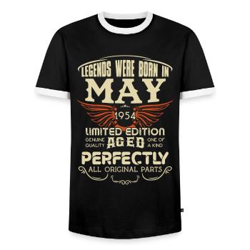 Legends Were Born In May 1954 Birthday - Männer Kontrast-T-Shirt - Schwarz/Weiß - Vorne - AI Model Female 172 light (172cm) & AI Model Male 178 light (178cm)
