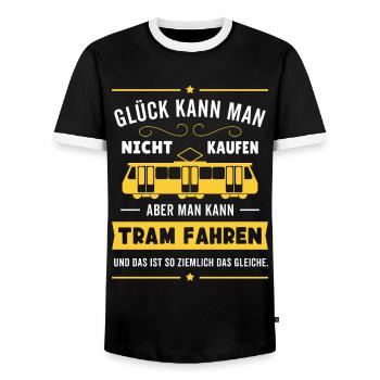Straßenbahnfahrer Straßenbahn Tramfahrer Vater - Männer Kontrast-T-Shirt - Schwarz/Weiß - Vorne - AI Model Female 172 light (172cm) & AI Model Male 178 light (178cm)