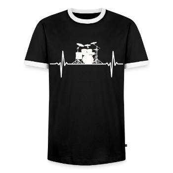 Batterie Heartbeat ECG Batteur Batterie - T-shirt contrasté Homme - noir/blanc - Devant - AI Model Female 172 light (172cm) & AI Model Male 178 light (178cm)