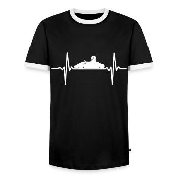 Kart Heartbeat Pilote de course de kart Go Kart - T-shirt contrasté Homme - noir/blanc - Devant - AI Model Female 172 light (172cm) & AI Model Male 178 light (178cm)