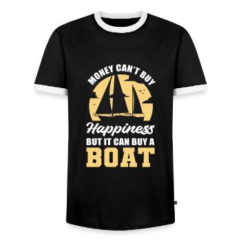 Money Can't Buy Happiness But It Can Buy A Boat - Männer Kontrast-T-Shirt - Schwarz/Weiß - Vorne - AI Model Female 172 light (172cm) & AI Model Male 178 light (178cm)