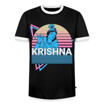 Krishna Hindu Gott Antike Hindu Mythologie Geschen - Männer Kontrast-T-Shirt - Schwarz/Weiß - Vorne - AI Model Female 172 light (172cm) & AI Model Male 178 light (178cm)