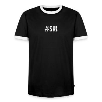 Ski - #ski - Männer Kontrast-T-Shirt - Schwarz/Weiß - Vorne - AI Model Female 172 light (172cm) & AI Model Male 178 light (178cm)