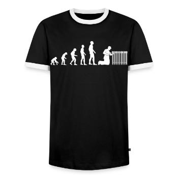 Heating Engineer Evolution Craftsman Gift - Men's Ringer Shirt - black/white - Front - AI Model Female 172 light (172cm) & AI Model Male 178 light (178cm)