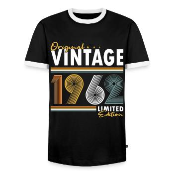 60ème anniversaire millésime 1962 Original Vintage 1962 - T-shirt contrasté Homme - noir/blanc - Devant - AI Model Female 172 light (172cm) & AI Model Male 178 light (178cm)