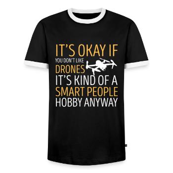 Drone Drone Drone Pilote Quadcopter - T-shirt contrasté Homme - noir/blanc - Devant - AI Model Female 172 light (172cm) & AI Model Male 178 light (178cm)