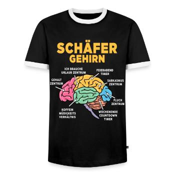 Schäfer - Männer Kontrast-T-Shirt - Schwarz/Weiß - Vorne - AI Model Female 172 light (172cm) & AI Model Male 178 light (178cm)