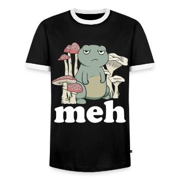 Drôle de grenouille Meh Cadeau - T-shirt contrasté Homme - noir/blanc - Devant - AI Model Female 172 light (172cm) & AI Model Male 178 light (178cm)