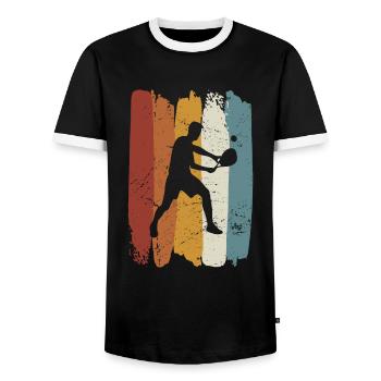 Padel Tennis rétro vintage - T-shirt contrasté Homme - noir/blanc - Devant - AI Model Female 172 light (172cm) & AI Model Male 178 light (178cm)