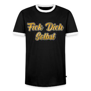 Fick dich selbst - Männer Kontrast-T-Shirt - Schwarz/Weiß - Vorne - AI Model Female 172 light (172cm) & AI Model Male 178 light (178cm)