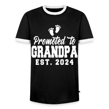 Promoted to Grandpa 2024 - Men's Ringer Shirt - black/white - Front - AI Model Female 172 light (172cm) & AI Model Male 178 light (178cm)