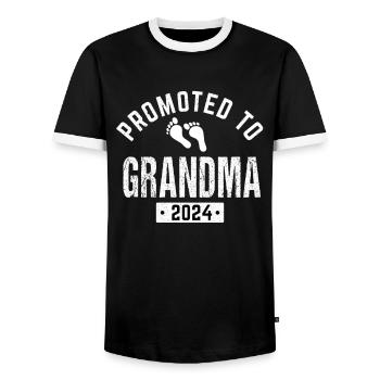 Promu grand-mère 2024 - T-shirt contrasté Homme - noir/blanc - Devant - AI Model Female 172 light (172cm) & AI Model Male 178 light (178cm)