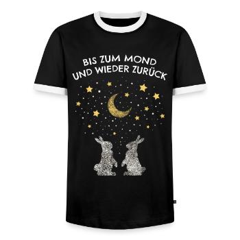 Schlafshirt Kuschelshirt Kaninchen Hasen - Männer Kontrast-T-Shirt - Schwarz/Weiß - Vorne - AI Model Female 172 light (172cm) & AI Model Male 178 light (178cm)