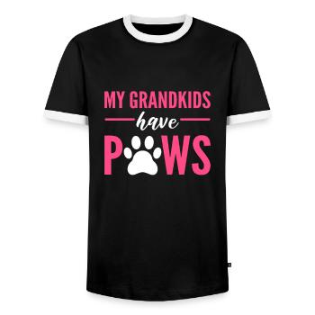 Mes petits-enfants ont des pattes Chien Grand-mère Grand-chien - T-shirt contrasté Homme - noir/blanc - Devant - AI Model Female 172 light (172cm) & AI Model Male 178 light (178cm)
