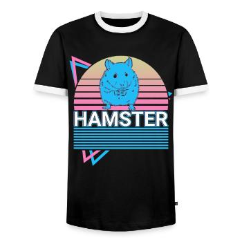 Hamster Retro - Männer Kontrast-T-Shirt - Schwarz/Weiß - Vorne - AI Model Female 172 light (172cm) & AI Model Male 178 light (178cm)