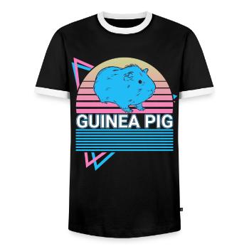 Cochon d’Inde Rétro - T-shirt contrasté Homme - noir/blanc - Devant - AI Model Female 172 light (172cm) & AI Model Male 178 light (178cm)