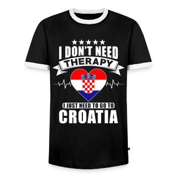 Croatia I do not need Therapy - Men's Ringer Shirt - black/white - Front - AI Model Female 172 light (172cm) & AI Model Male 178 light (178cm)