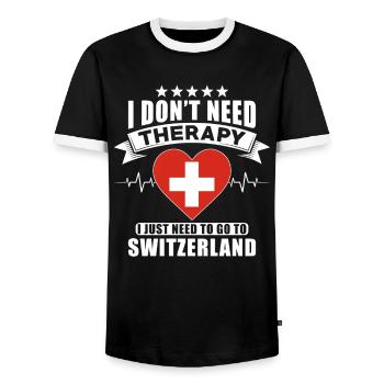 Suisse Je n’ai pas besoin de thérapie - T-shirt contrasté Homme - noir/blanc - Devant - AI Model Female 172 light (172cm) & AI Model Male 178 light (178cm)