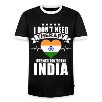 India I do not need Therapy - Men's Ringer Shirt - black/white - Front - AI Model Female 172 light (172cm) & AI Model Male 178 light (178cm)