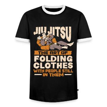 Jiu Jitsu Fighter - Men's Ringer Shirt - black/white - Front - AI Model Female 172 light (172cm) & AI Model Male 178 light (178cm)