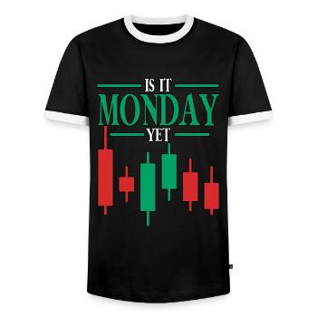 Est-ce lundi encore Blockchain Crypto Trading - T-shirt contrasté Homme - noir/blanc - Devant - AI Model Female 172 light (172cm) & AI Model Male 178 light (178cm)