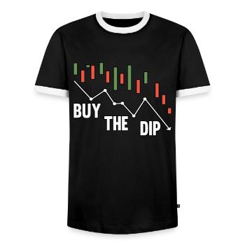 Acheter le Dip Candle Stick Cypto Stock Trader - T-shirt contrasté Homme - noir/blanc - Devant - AI Model Female 172 light (172cm) & AI Model Male 178 light (178cm)