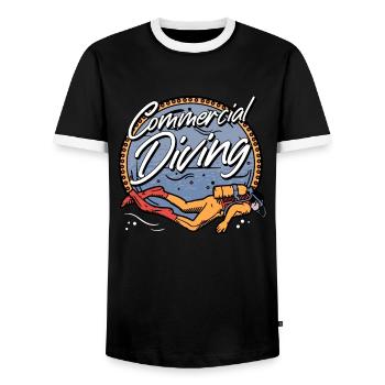 Scuba Diving Divers Diving - Men's Ringer Shirt - black/white - Front - AI Model Female 172 light (172cm) & AI Model Male 178 light (178cm)