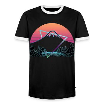 Berg Fuji Fujiyama Fuji San Vaporwave Ästhetik - Männer Kontrast-T-Shirt - Schwarz/Weiß - Vorne - AI Model Female 172 light (172cm) & AI Model Male 178 light (178cm)