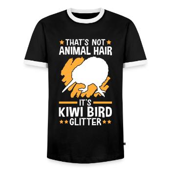 Kiwi Bird Glitter New Zealand Bird - Men's Ringer Shirt - black/white - Front - AI Model Female 172 light (172cm) & AI Model Male 178 light (178cm)