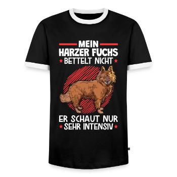Mein Harzer Fuchs bettelt nicht Hütefuchs - Männer Kontrast-T-Shirt - Schwarz/Weiß - Vorne - AI Model Female 172 light (172cm) & AI Model Male 178 light (178cm)