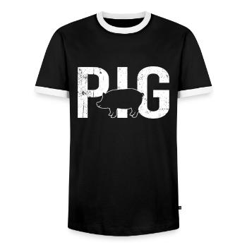 Pig pig - Men's Ringer Shirt - black/white - Front - AI Model Female 172 light (172cm) & AI Model Male 178 light (178cm)