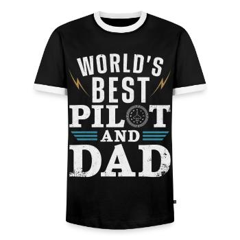 Airplane Pilot Dad Father Vintage - Men's Ringer Shirt - black/white - Front - AI Model Female 172 light (172cm) & AI Model Male 178 light (178cm)